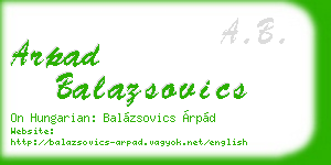 arpad balazsovics business card