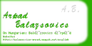 arpad balazsovics business card